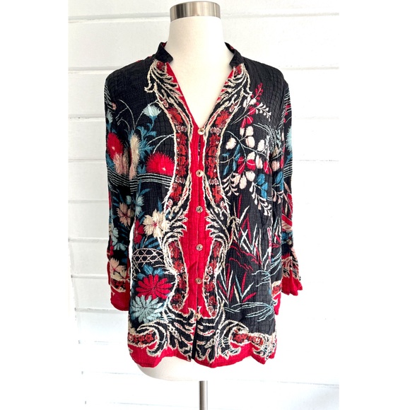 CITRON OF SANTA MONICA 100% Silk Button Front Top - S - Picture 1 of 10